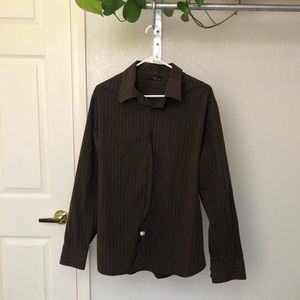 Two A.M. Men’s Brown Striped Button Up